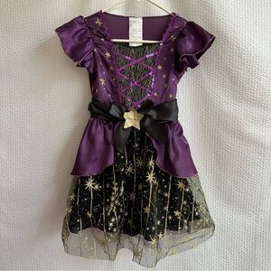 Girls Witch or Fairy Dress Halloween Costume Dress Up Purple Gold Star Size: 4/6